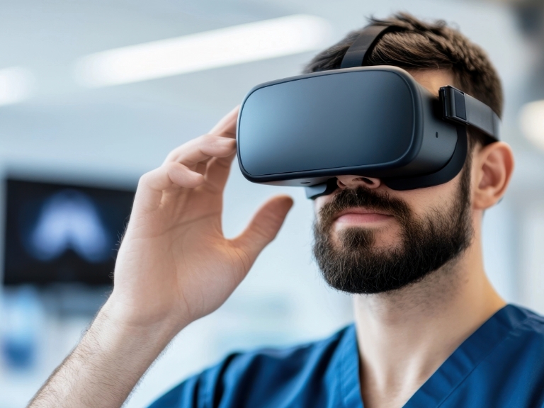 Junger Arzt mit VR-Brille