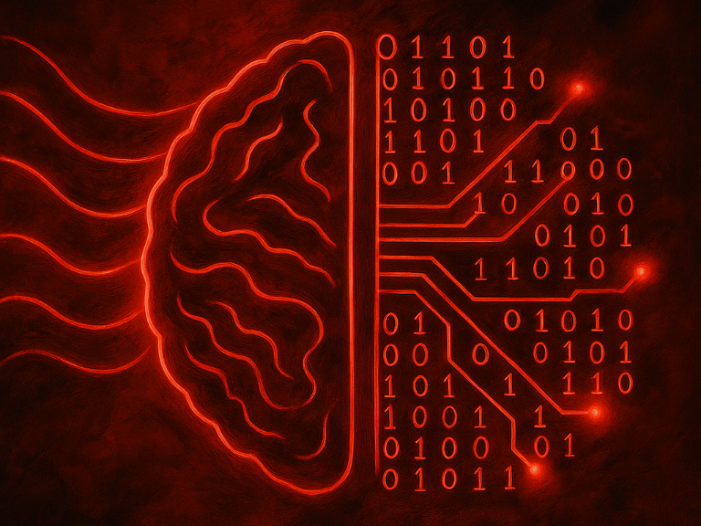 DDM Visual with brain and binary code