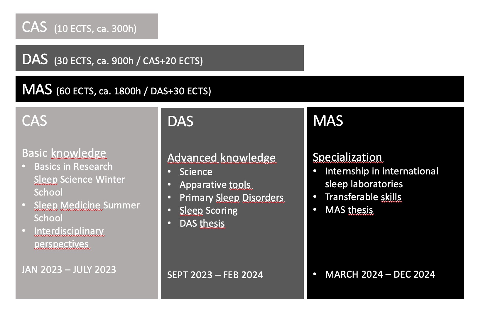 Abb. 2: Struktur des Studiengangs in Sleep Medicine